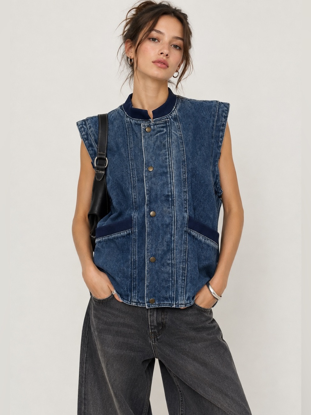 Vintage Organically Grown 80s Denim Vest Small Blue Jean Varsity Chic Retro Edgy